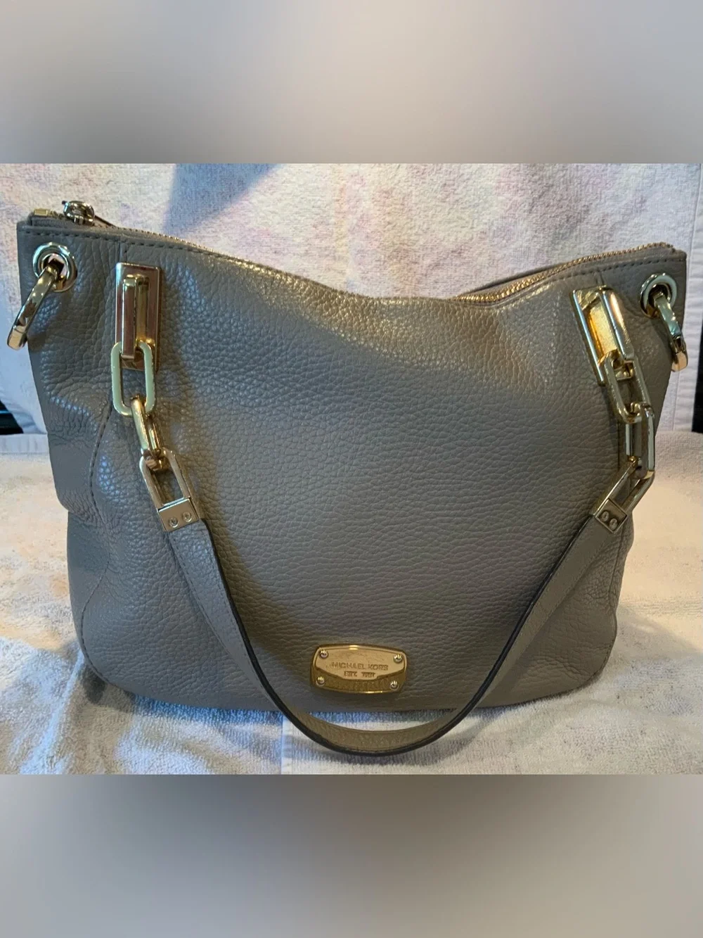 Michael Kors Tan Leather Bag, 9 inches high, 13 inches wide